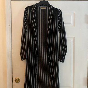 Black + White Striped Kimono Top